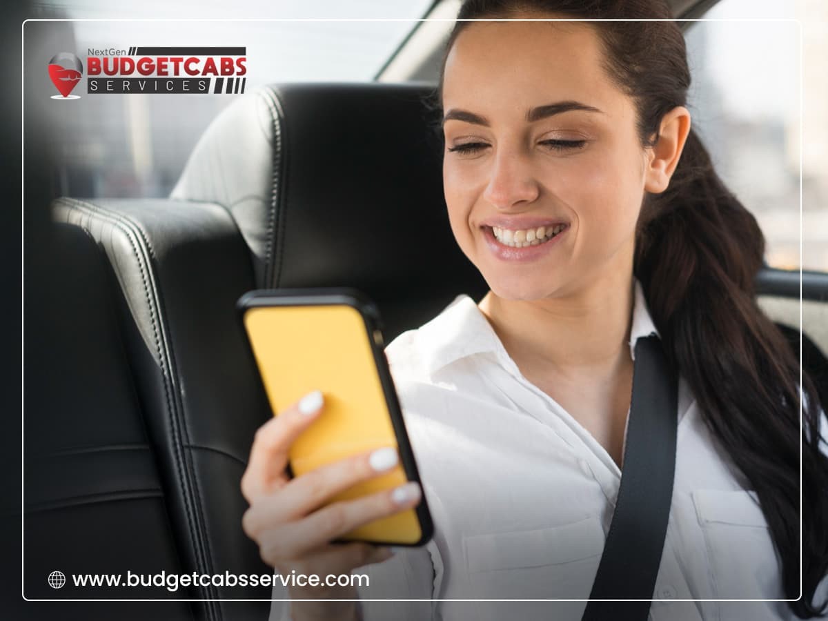 A smartphone displaying a taxi booking app